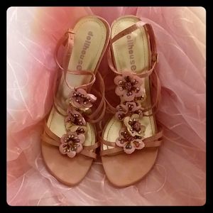 Pink Beaded Satin Strappy Heels